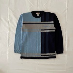 AVIREX Navy Blue Colorblock Knit Sweater Pullover Sweatshirt